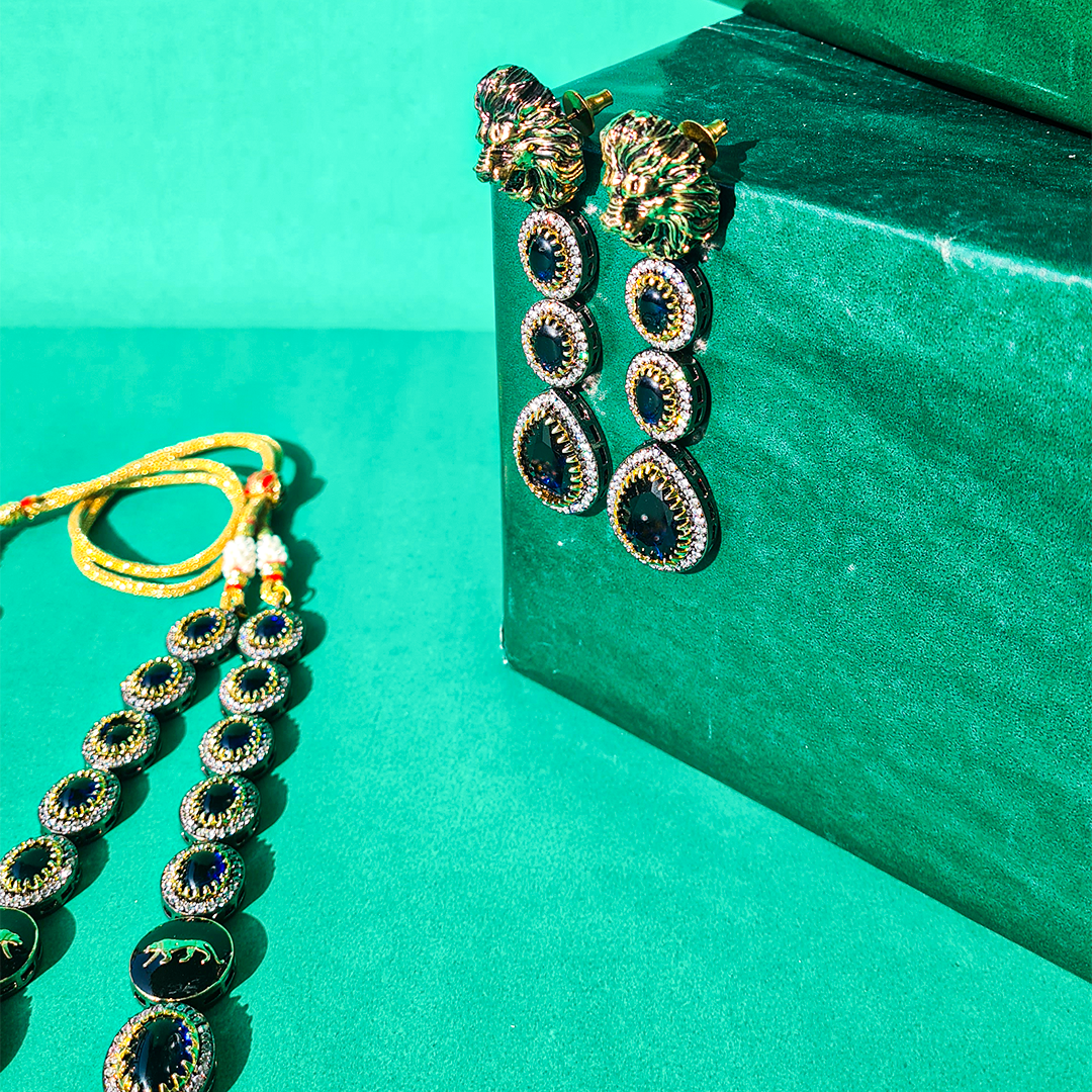 Midnight Brass Stone Necklace