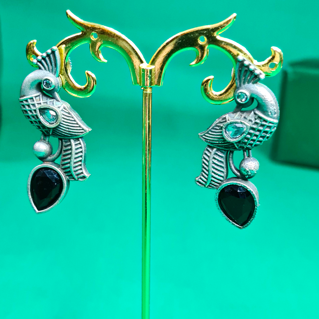 PEACOCK PLUME DROP EARRINGS