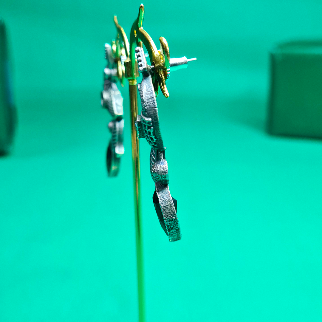 PEACOCK PLUME DROP EARRINGS