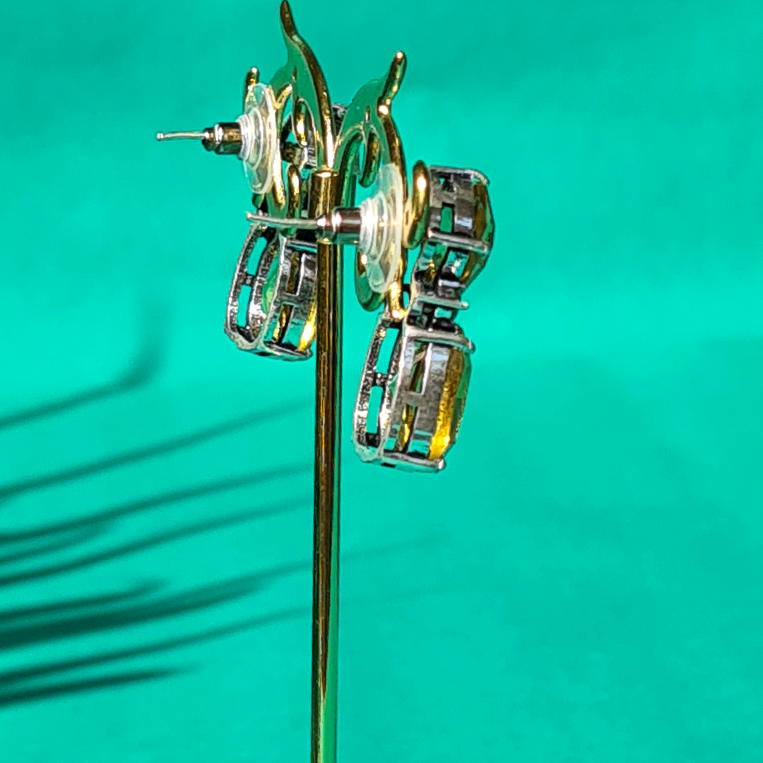 Petite White Glimmer Brass Earrings
