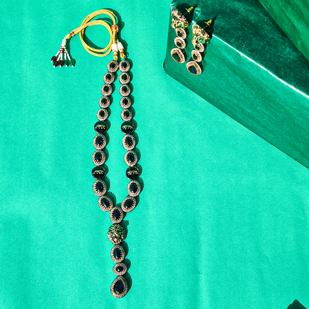 Midnight Brass Stone Necklace