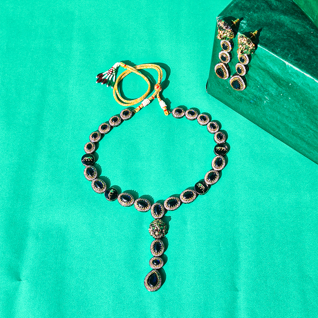 Midnight Brass Stone Necklace