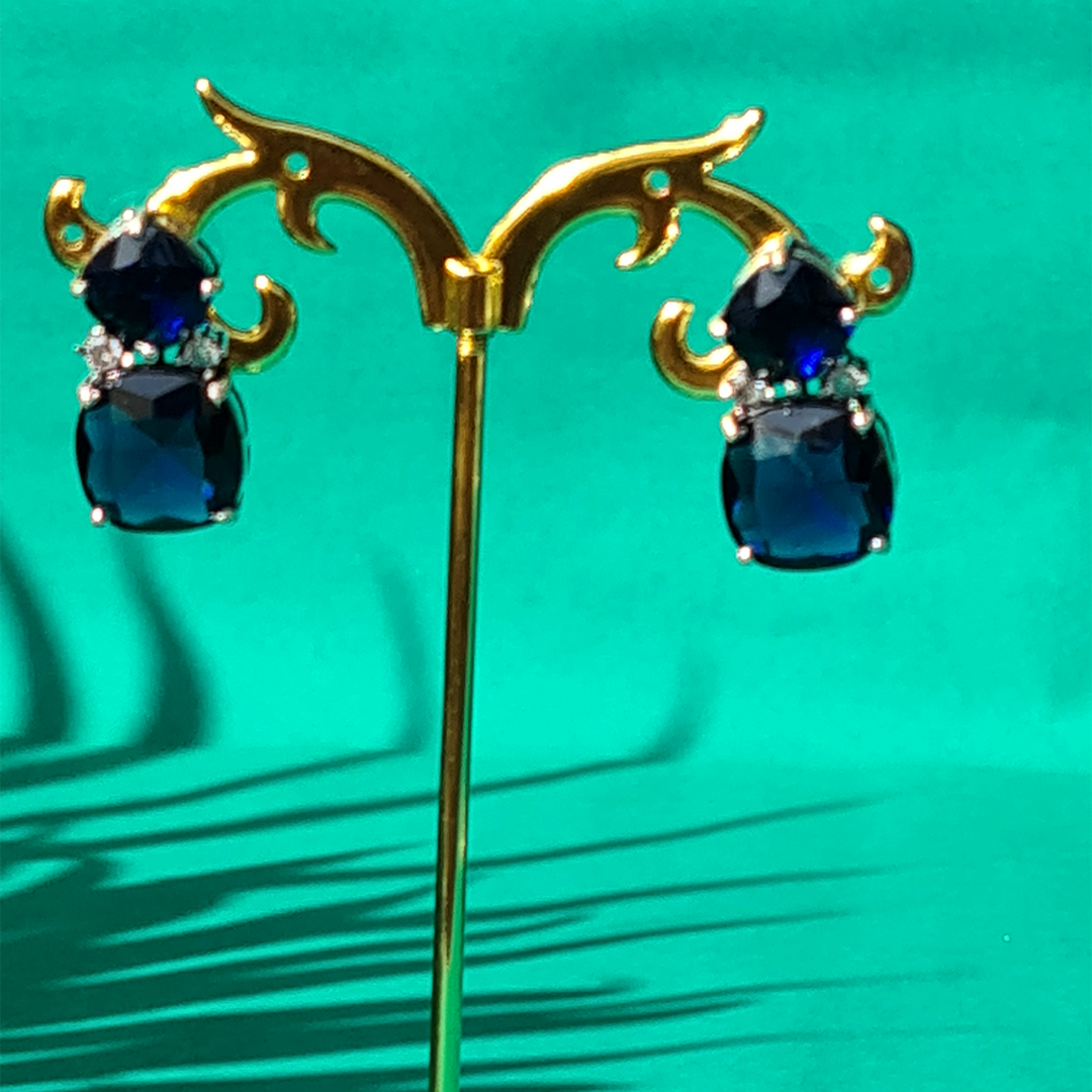 Petite White Glimmer Brass Earrings
