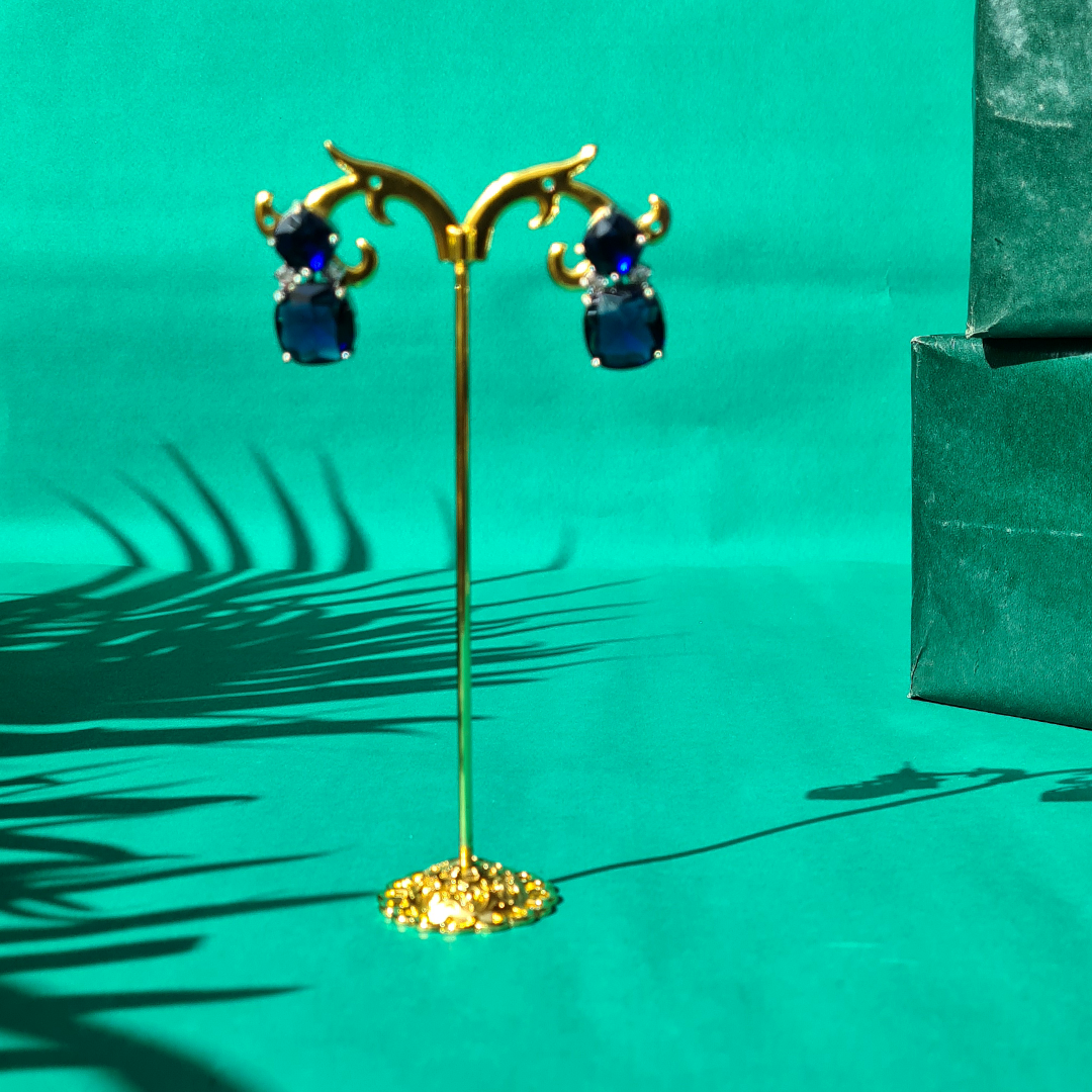 Petite White Glimmer Brass Earrings