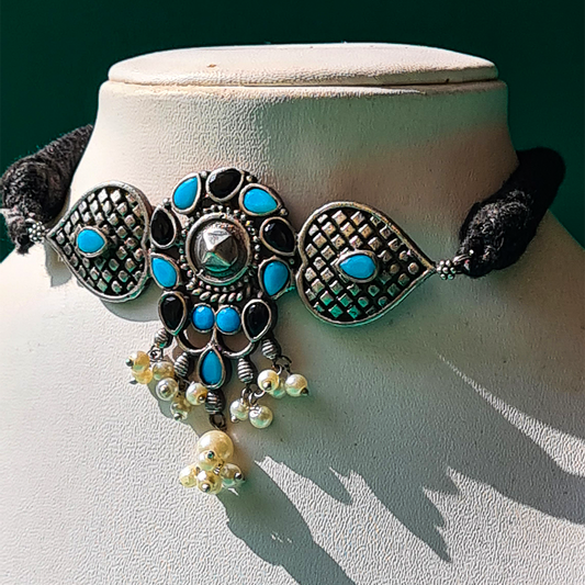 SILVER FIROZA MIRAGE CHOKER