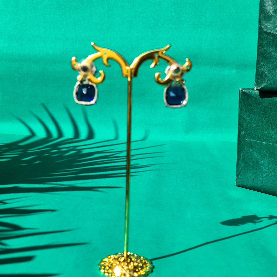Petite White Glimmer Brass Earrings