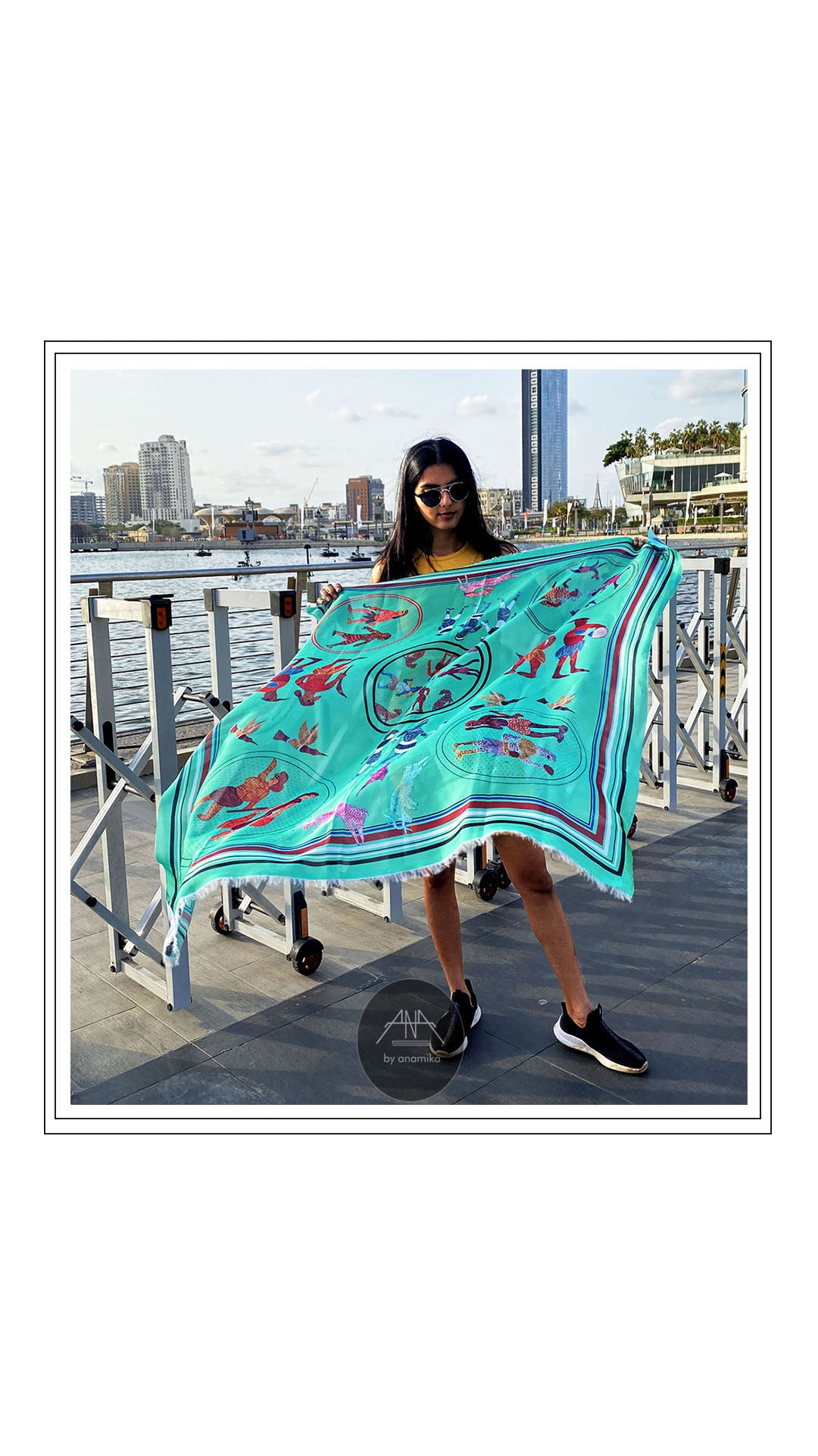 Gonds Impression 2.0 : Designer Silk Scarf (SINGLE CLICK ON PHOTO FOR ZOOM)