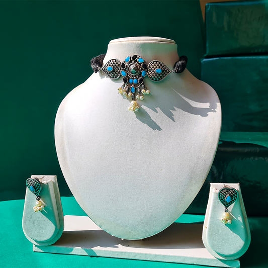 Silver  Firoza Mirage Choker