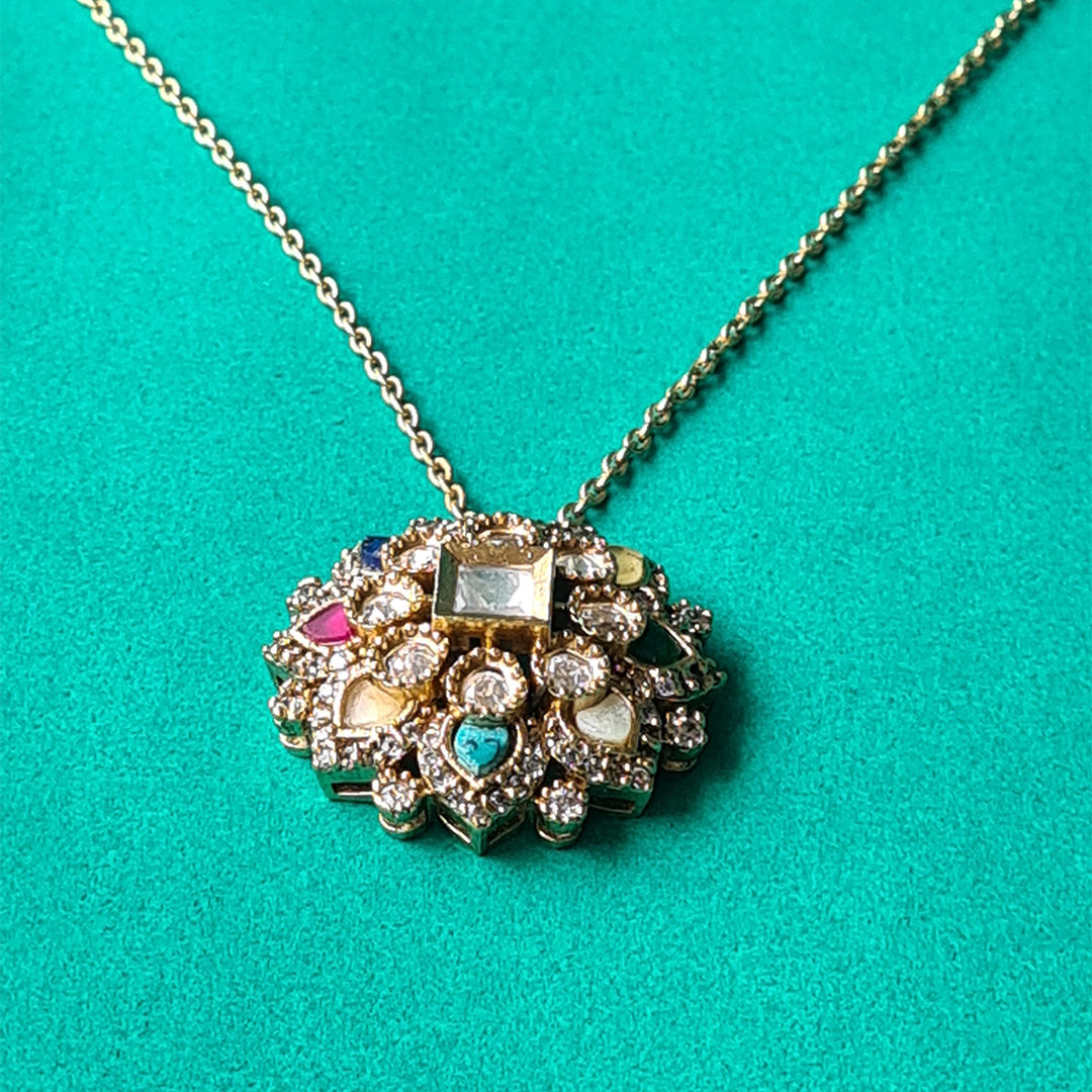Blossom Brass White Stone Necklace
