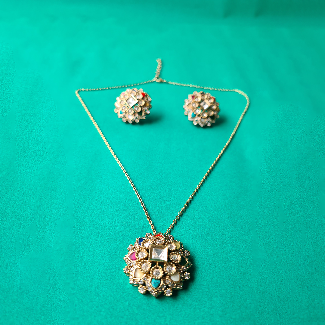 Blossom Brass White Stone Necklace