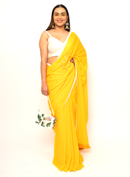 Mulmul Anchal : Yellow Saree