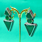GREEN STONE TRIANGLE STUD EARRINGS