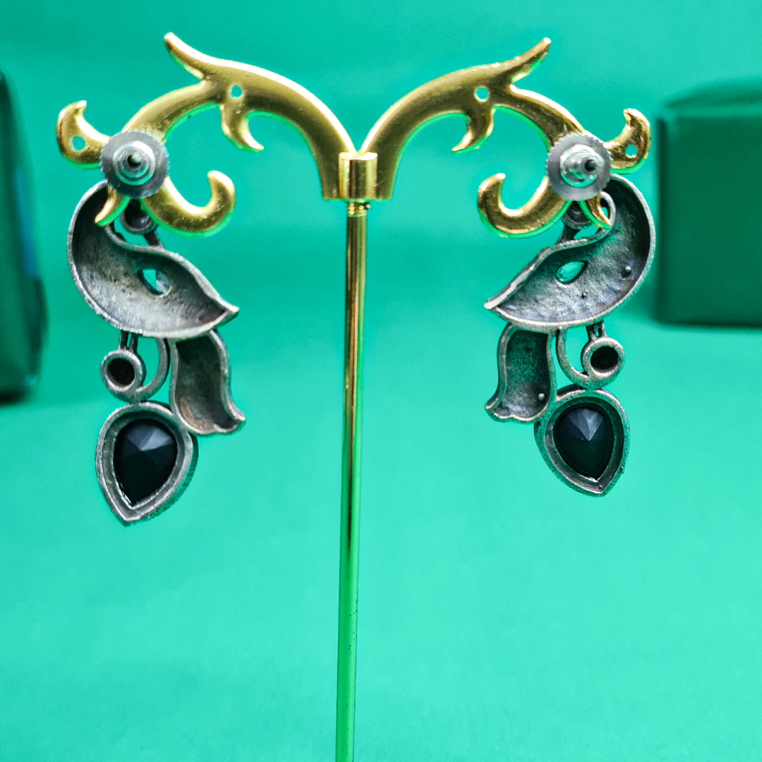 PEACOCK PLUME DROP EARRINGS