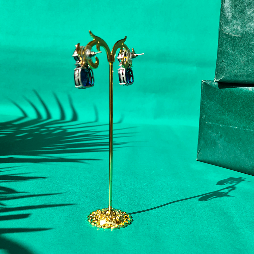 Petite White Glimmer Brass Earrings