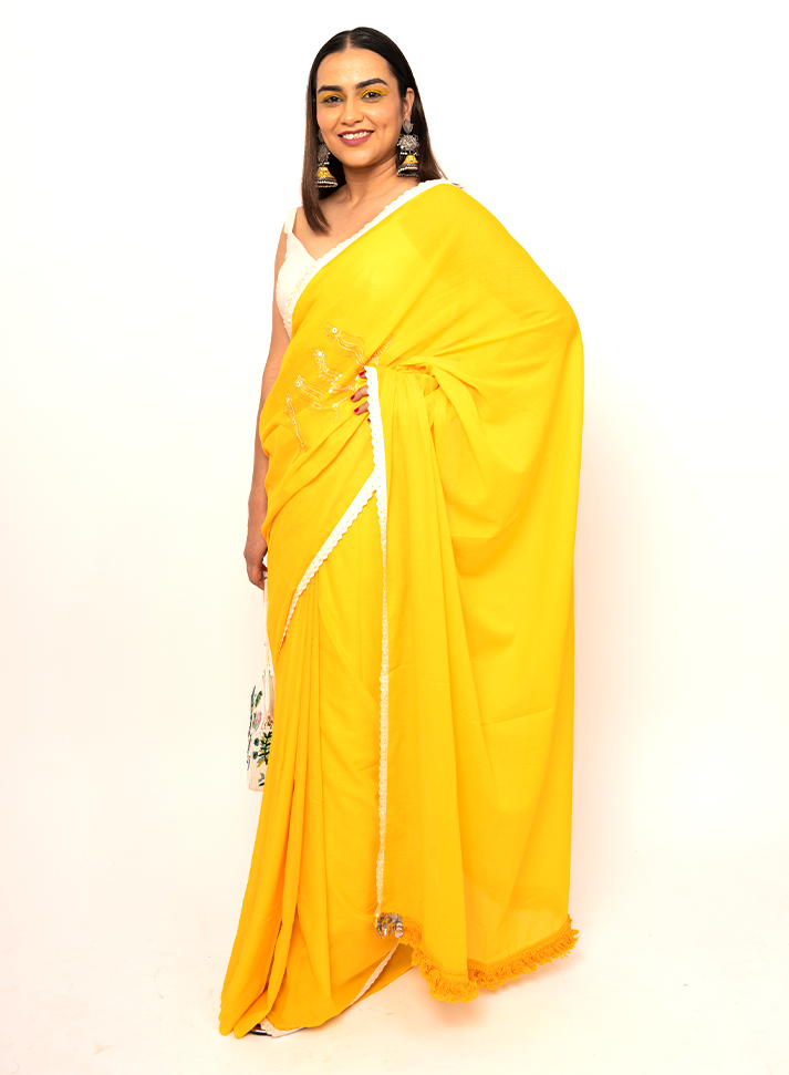 Mulmul Anchal : Yellow Saree