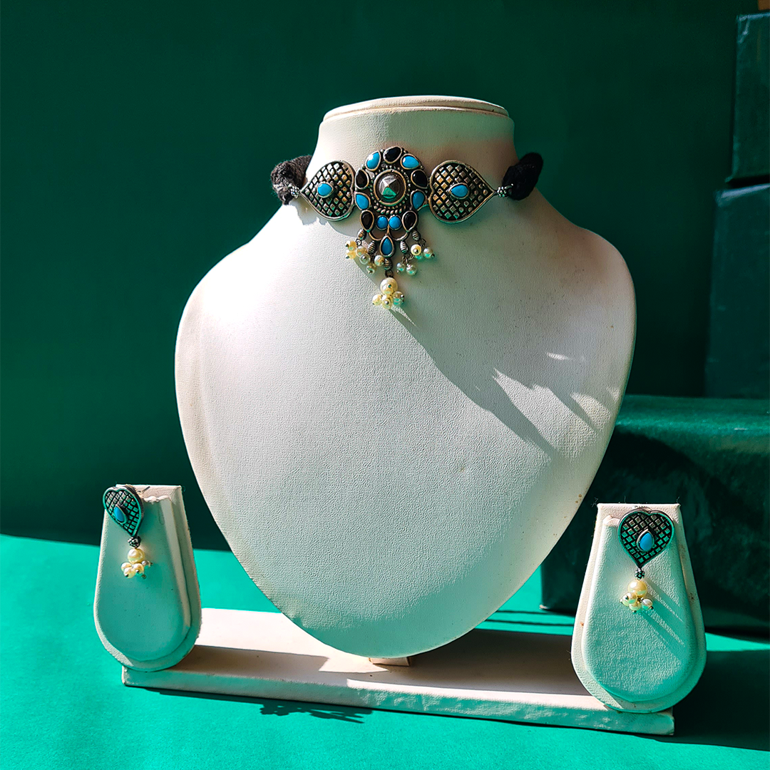 Silver  Firoza Mirage Choker