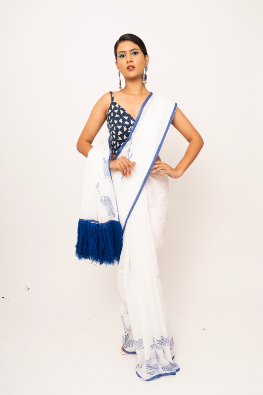 Mulmul Anchal : Blue and White